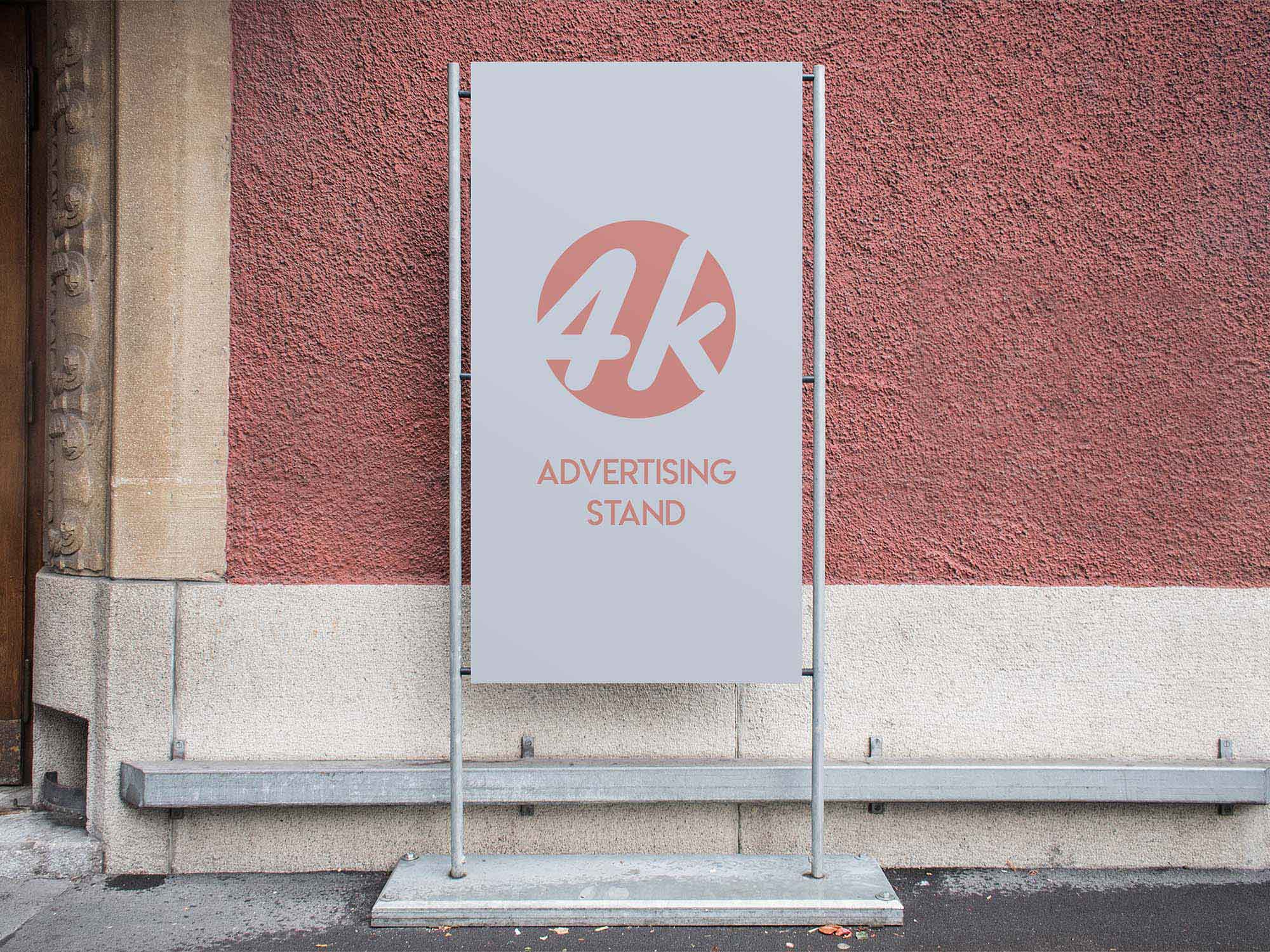 Free Vertical Advertising Stand Mockup (PSD)