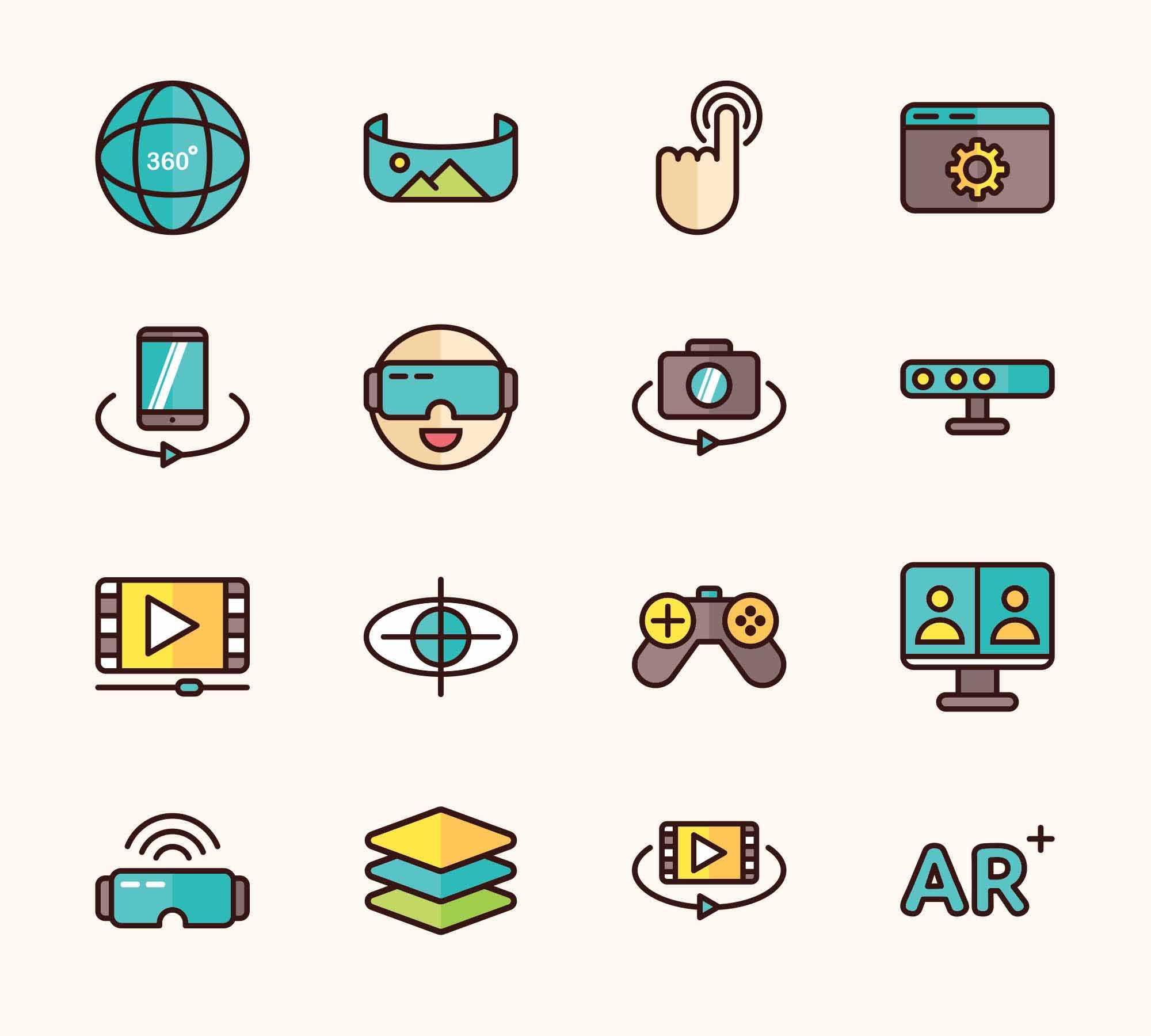 Free Virtual Reality Vector Icons Part 02 (Ai)