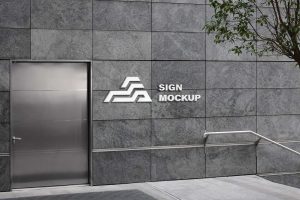 Free Wall Logo Mockup (PSD)