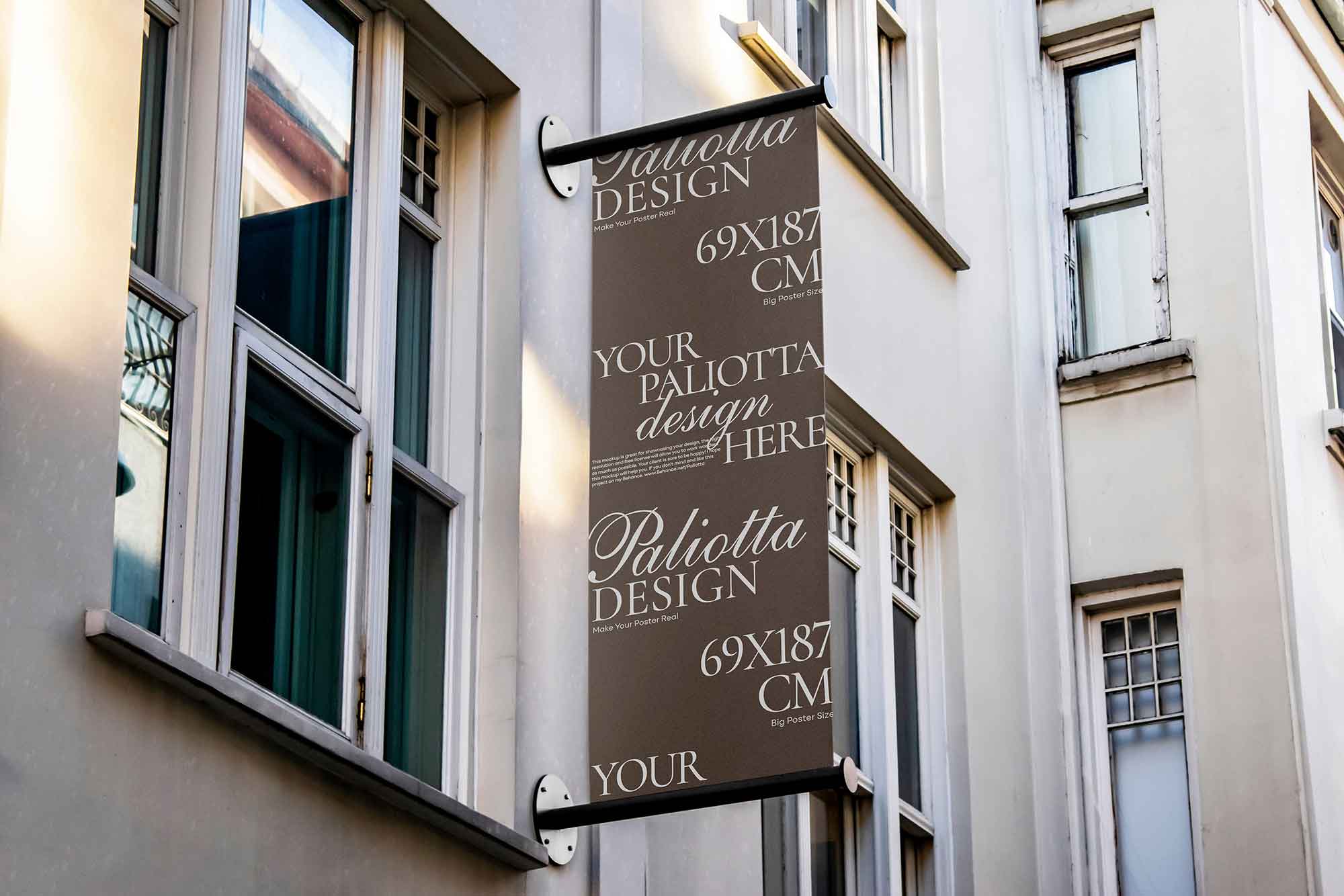 Free Wall Mounted Banner Mockup (PSD)