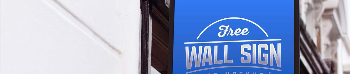 Free Wall Mounted Sign Mockup (PSD)