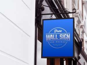 Free Wall Mounted Sign Mockup (PSD)