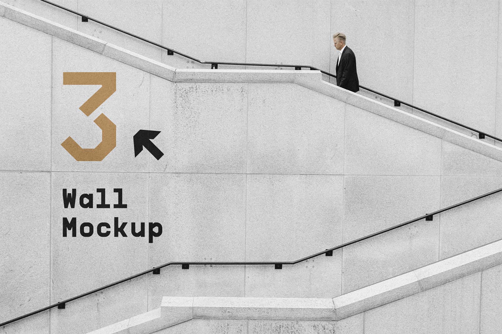 Free Wall with Stairs Mockup (PSD)