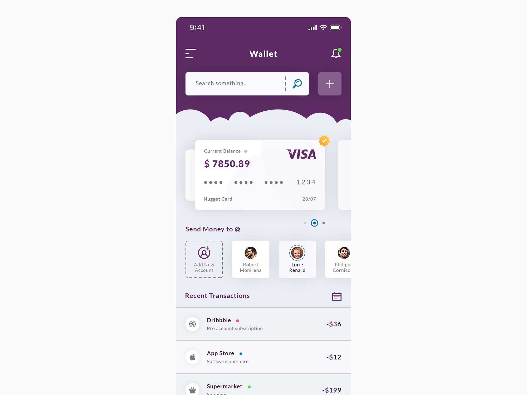 Free Wallet & Dashboard App Template (PSD)