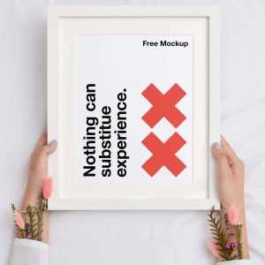 Free White Frame Poster Mockup (PSD)