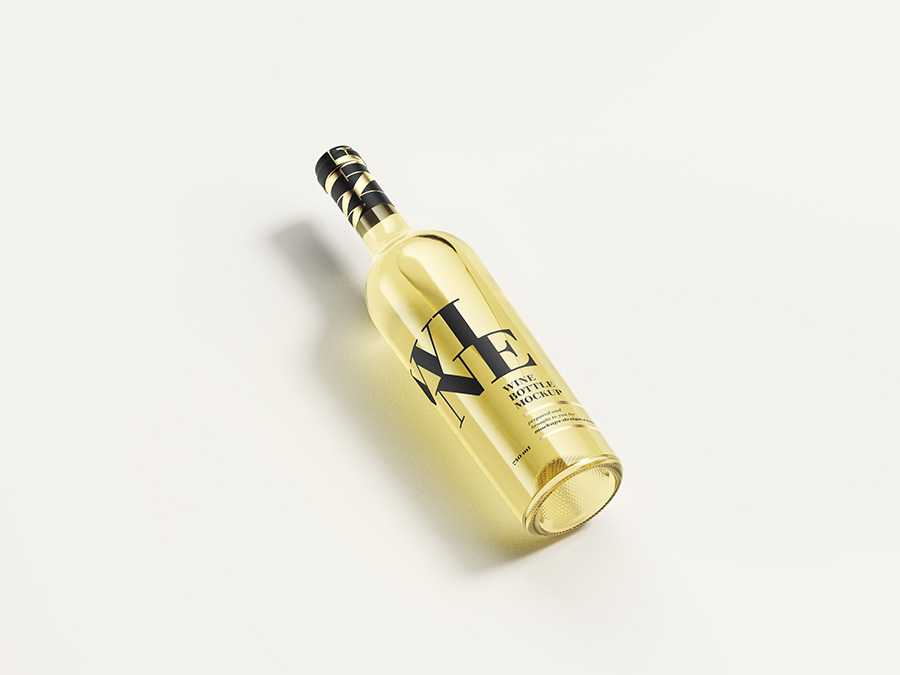 Free white wine bottle mockup