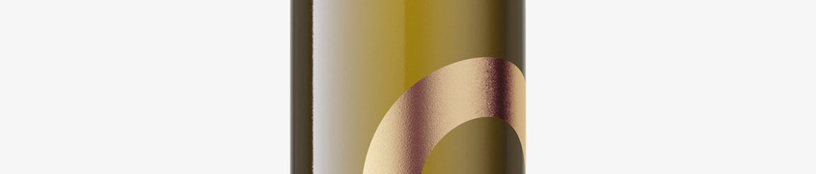 Free white wine in dark bottle mockup