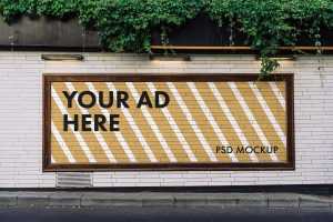 Free Wide Advertising Billboard Mockup (PSD)