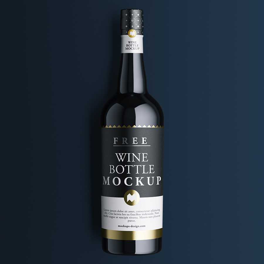 Free wine bottle mockup