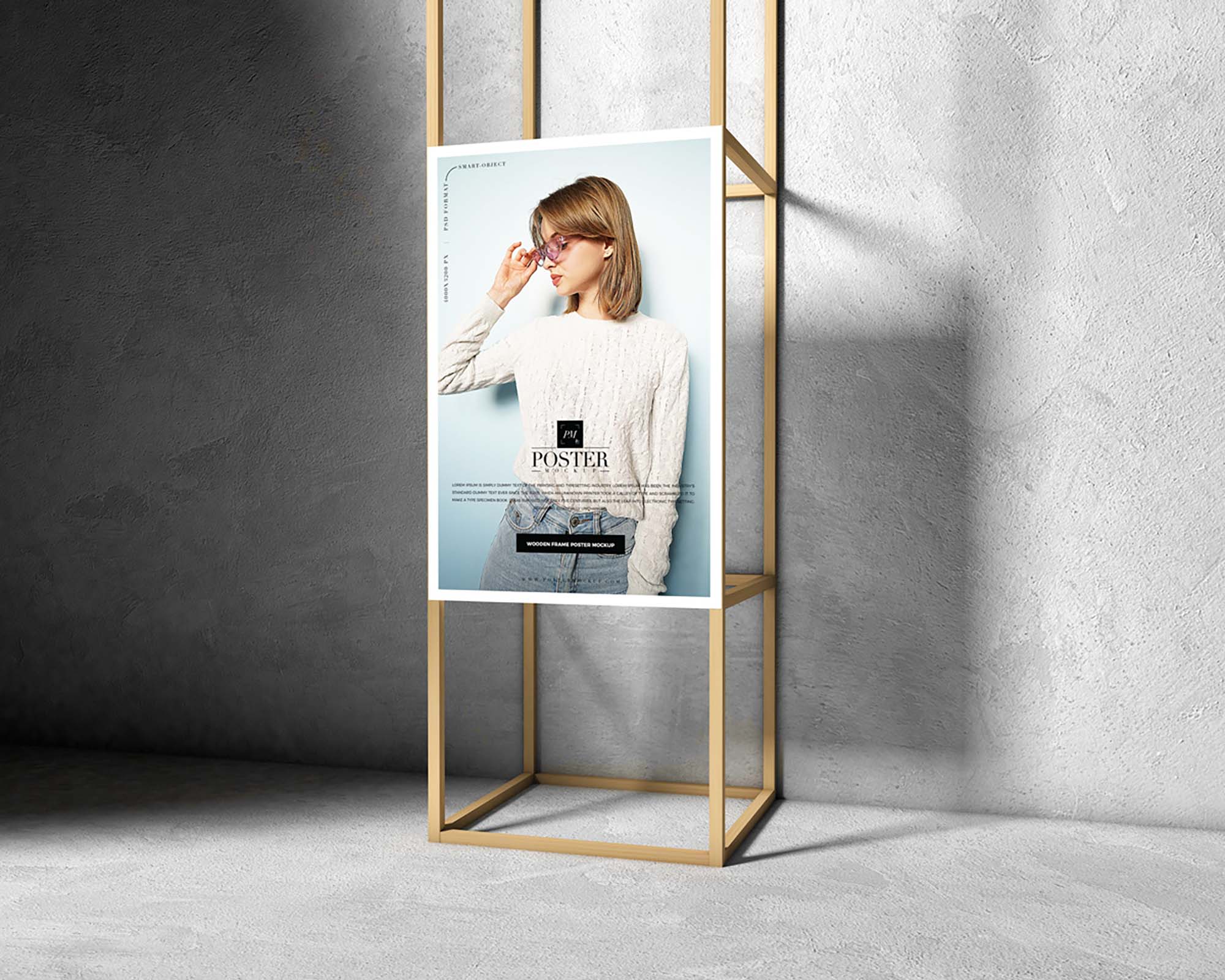 Free Wood Frame Poster Mockup (PSD)