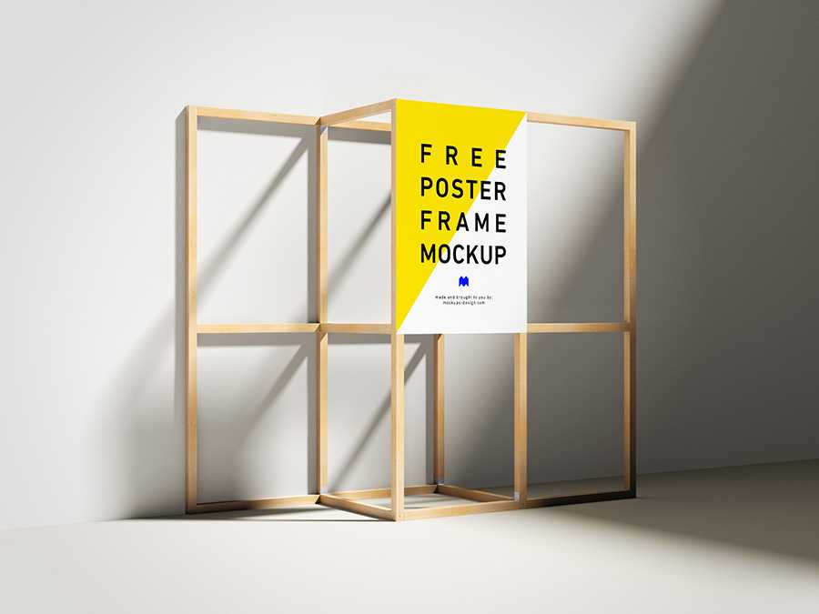 Free wooden poster frame mockup