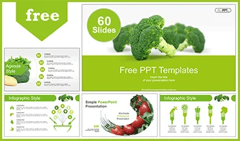 Fresh Green Broccoli PowerPoint Templates
