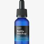 Frosted blue dropper bottle mockup