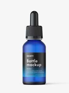 Frosted blue dropper bottle mockup