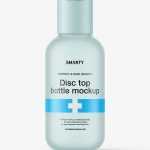 Frosted bottle with disc top lid mockup