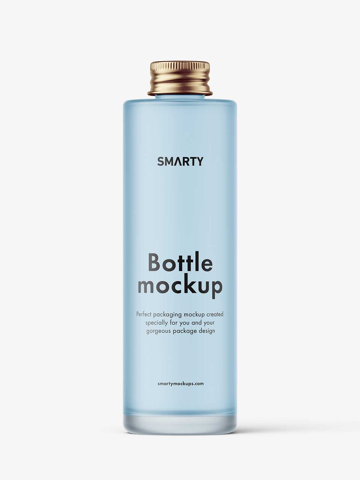 Frosted bottle with metallic screwcap mockup