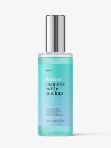 Frosted bottle with mist spray mockup