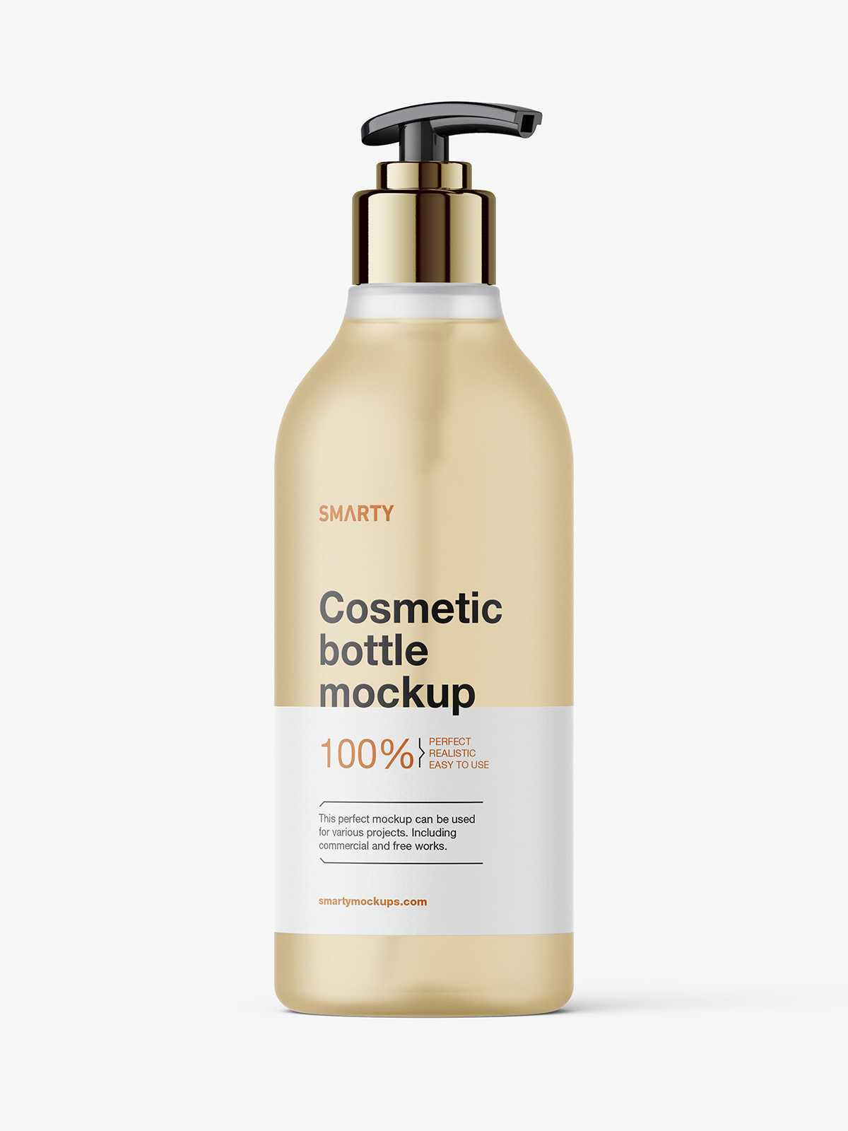 Frosted bottle with pump dispenser mockup