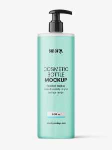 Frosted bottle with pump mockup / 500 ml