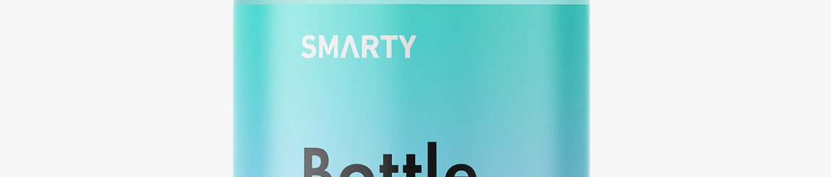 Frosted bottle with silver lid mockup