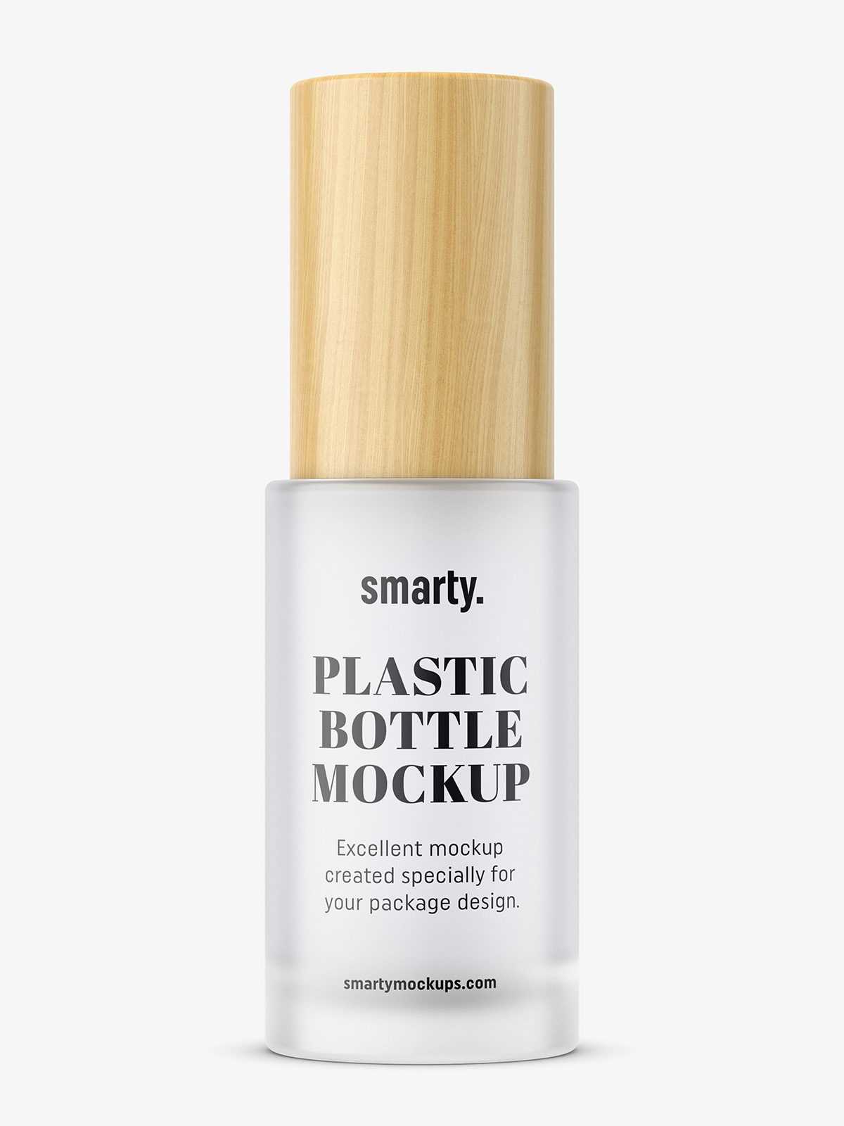 Frosted bottle with wooden cap mockup