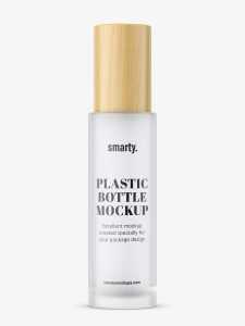 Frosted bottle with wooden cap mockup