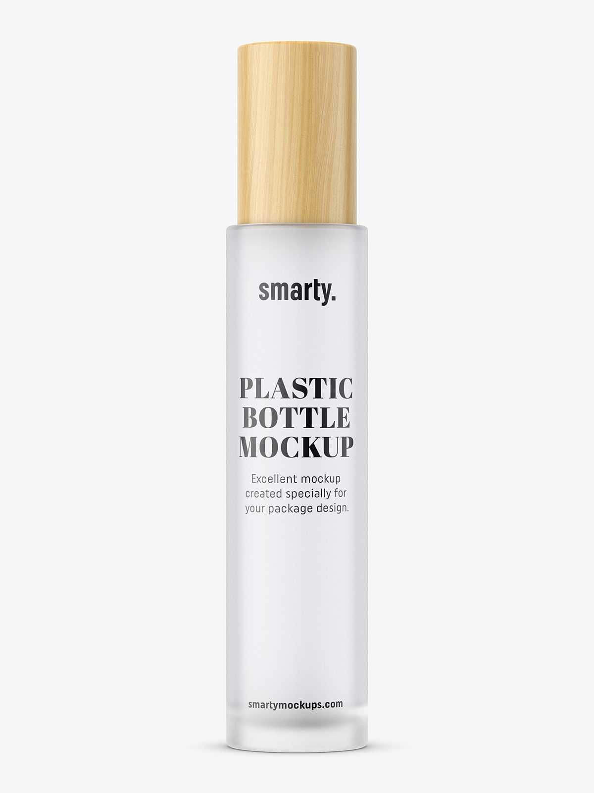 Frosted bottle with wooden cap mockup