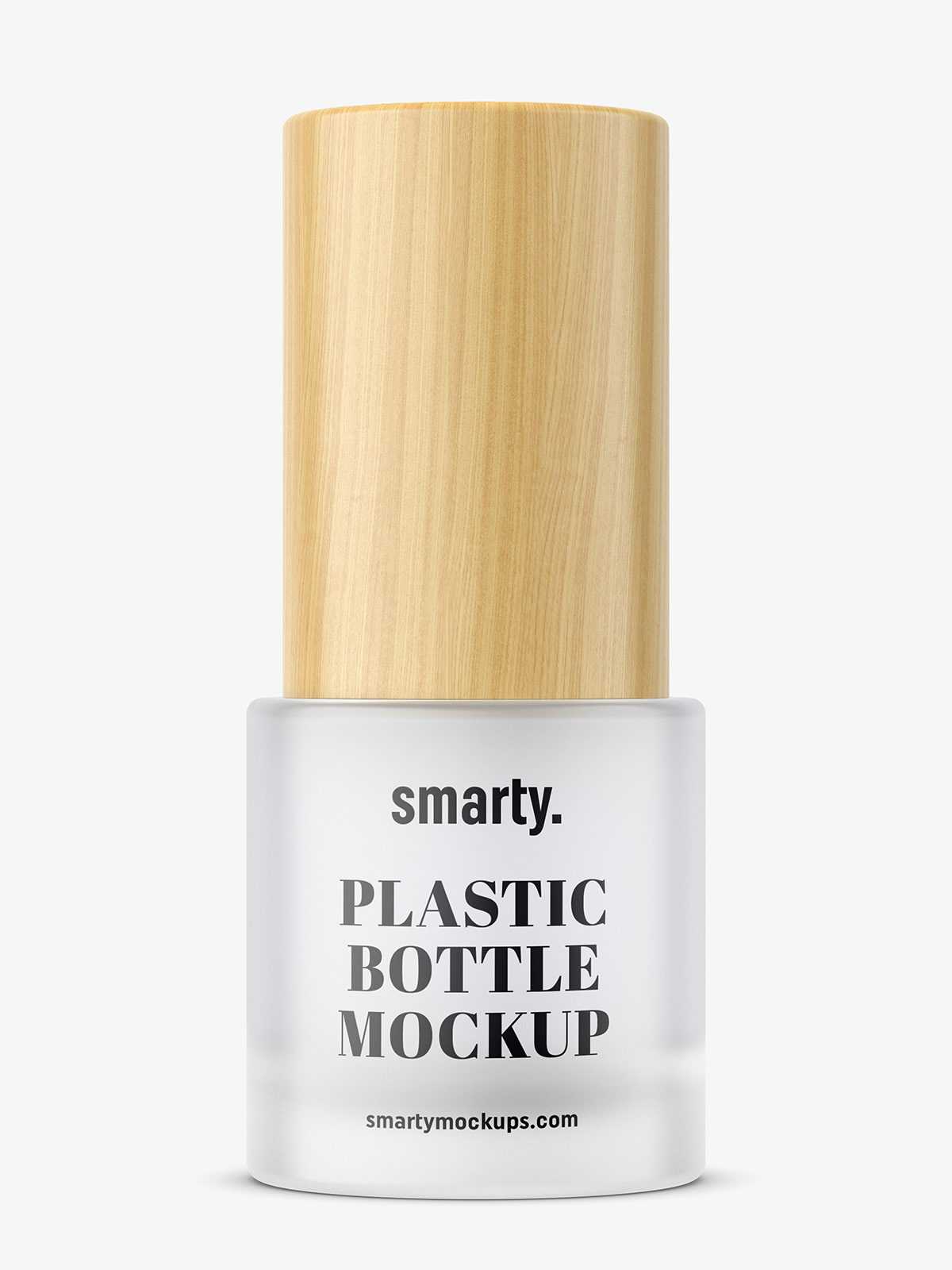 Frosted bottle with wooden cap mockup