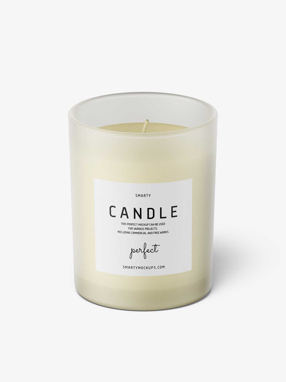 Frosted candle with wooden lid mockup