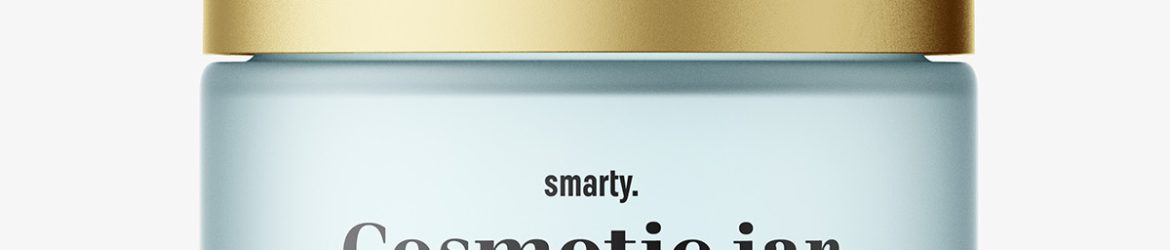 Frosted cosmetic jar with metallic cap mockup
