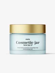 Frosted cosmetic jar with metallic cap mockup