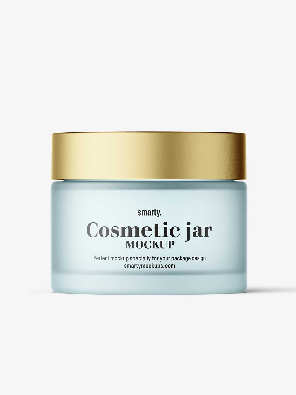 Frosted cosmetic jar with metallic cap mockup