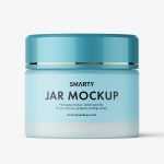 Frosted glass jar with cream mockup