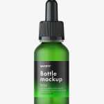 Frosted green dropper bottle mockup