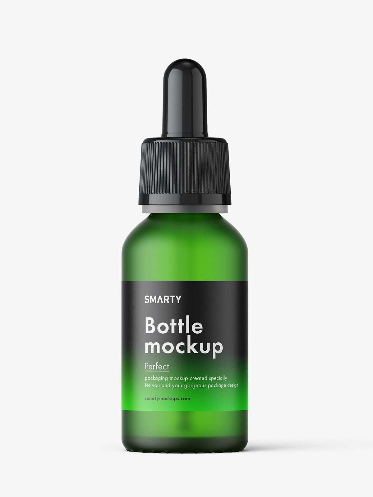 Frosted green dropper bottle mockup