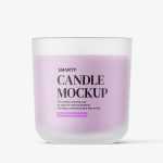 Frosted jar with candle mockup