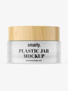 Frosted jar with wooden cap mockup