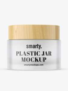 Frosted jar with wooden cap mockup