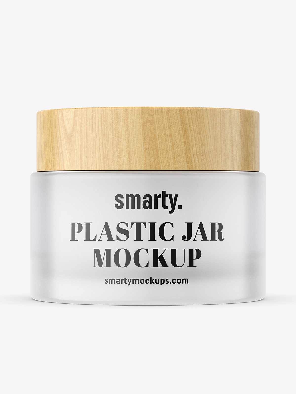 Frosted jar with wooden cap mockup