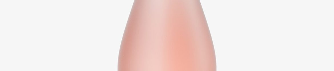 Frosted pink wine bottle mockup