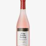 Frosted pink wine bottle mockup