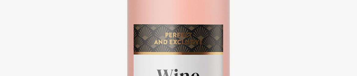 Frosted pink wine bottle mockup