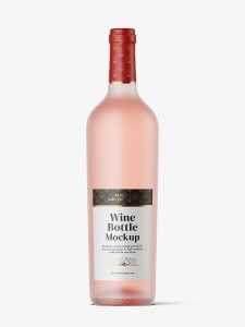 Frosted pink wine bottle mockup