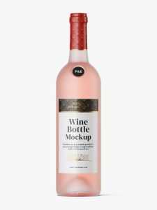 Frosted pink wine bottle mockup