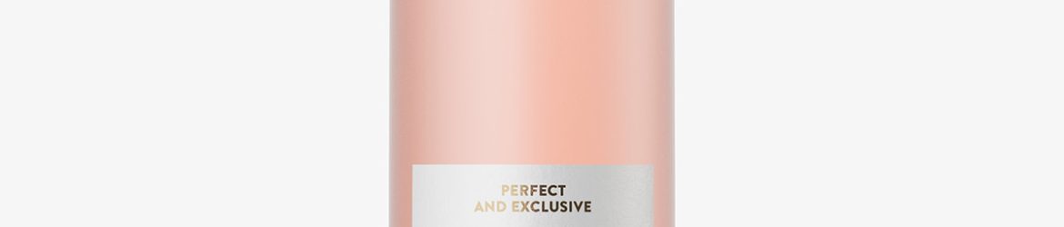 Frosted pink wine bottle mockup