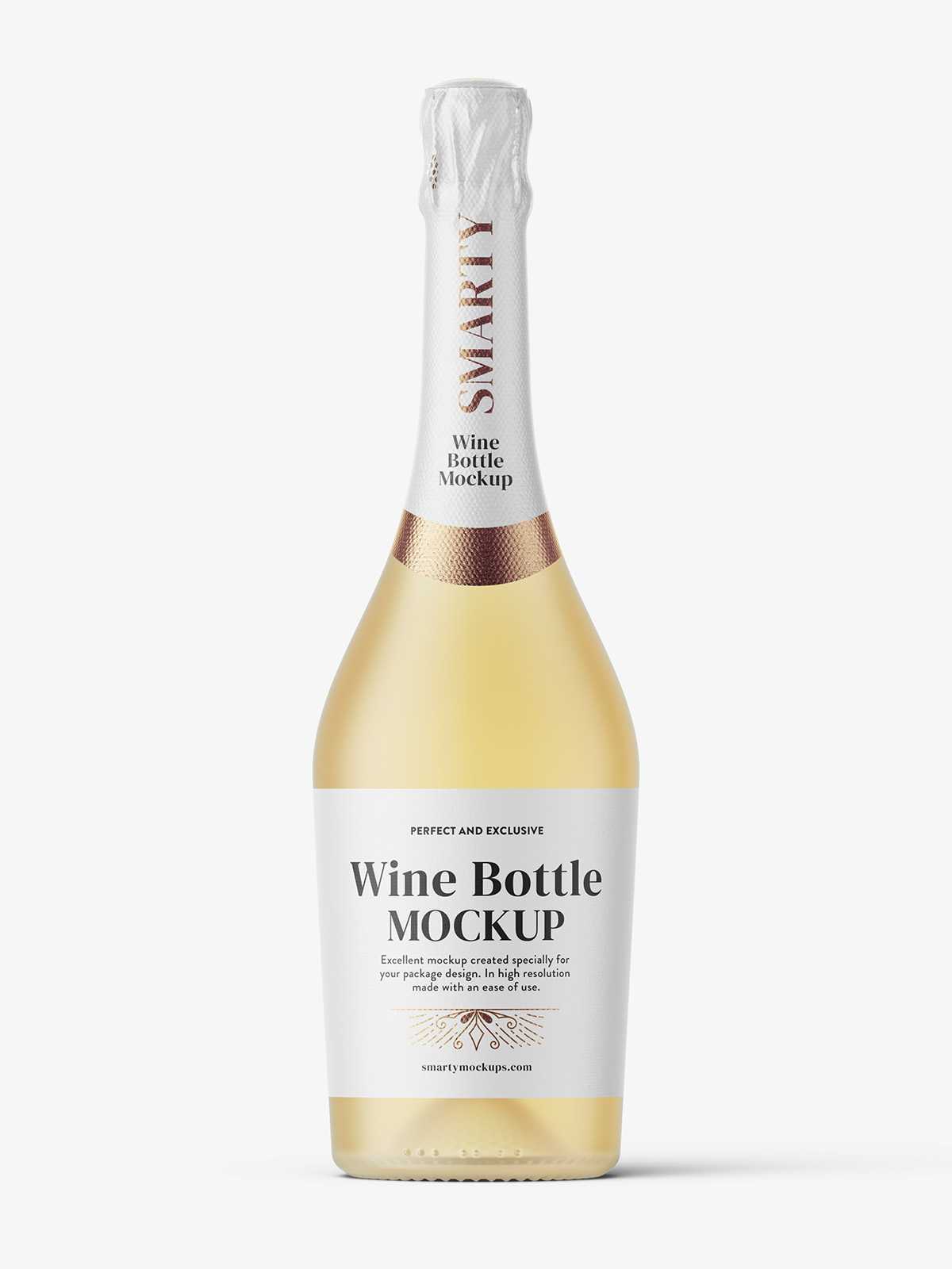 Frosted sparkling wine bottle mockup