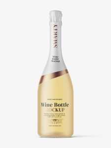 Frosted sparkling wine bottle mockup