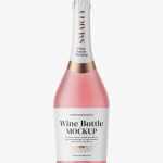 Frosted sparkling wine bottle mockup