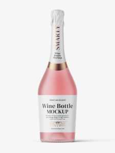 Frosted sparkling wine bottle mockup