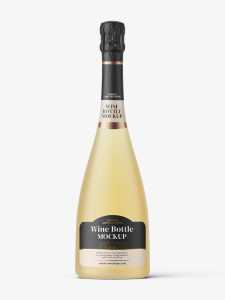 Frosted sparkling wine bottle mockup